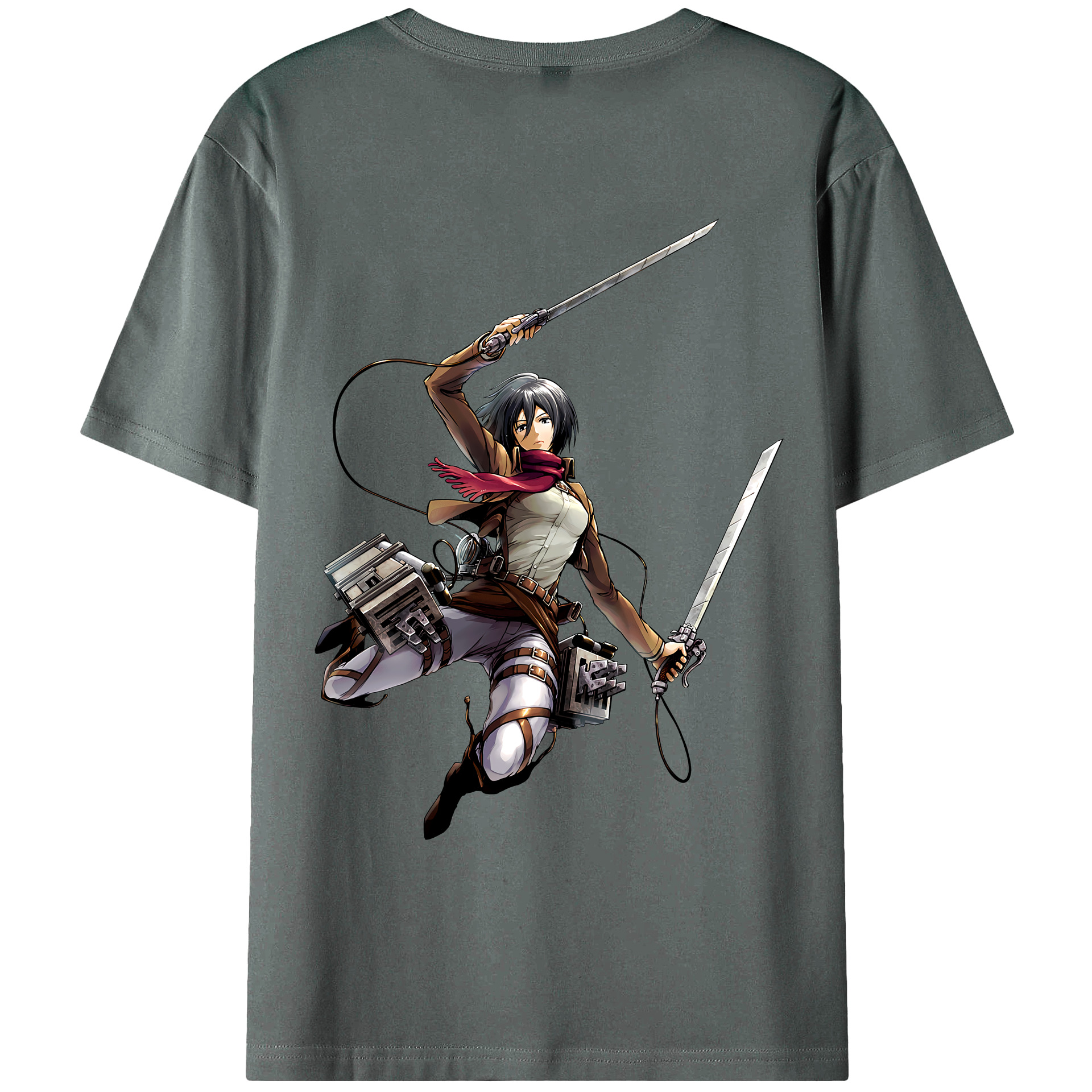 （画像用） 進撃の巨人 ミカサ·アッカーマン Attack on Titan Mikasa Ackerman 綿100％ メンズ半袖Tシャツ（バックプリント） 通気性